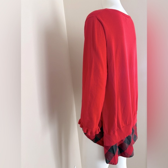 Crown & Ivy Red Plaid Layered Shirt Knit Sweater Christmas Cabin Style Size XL - Picture 4 of 7